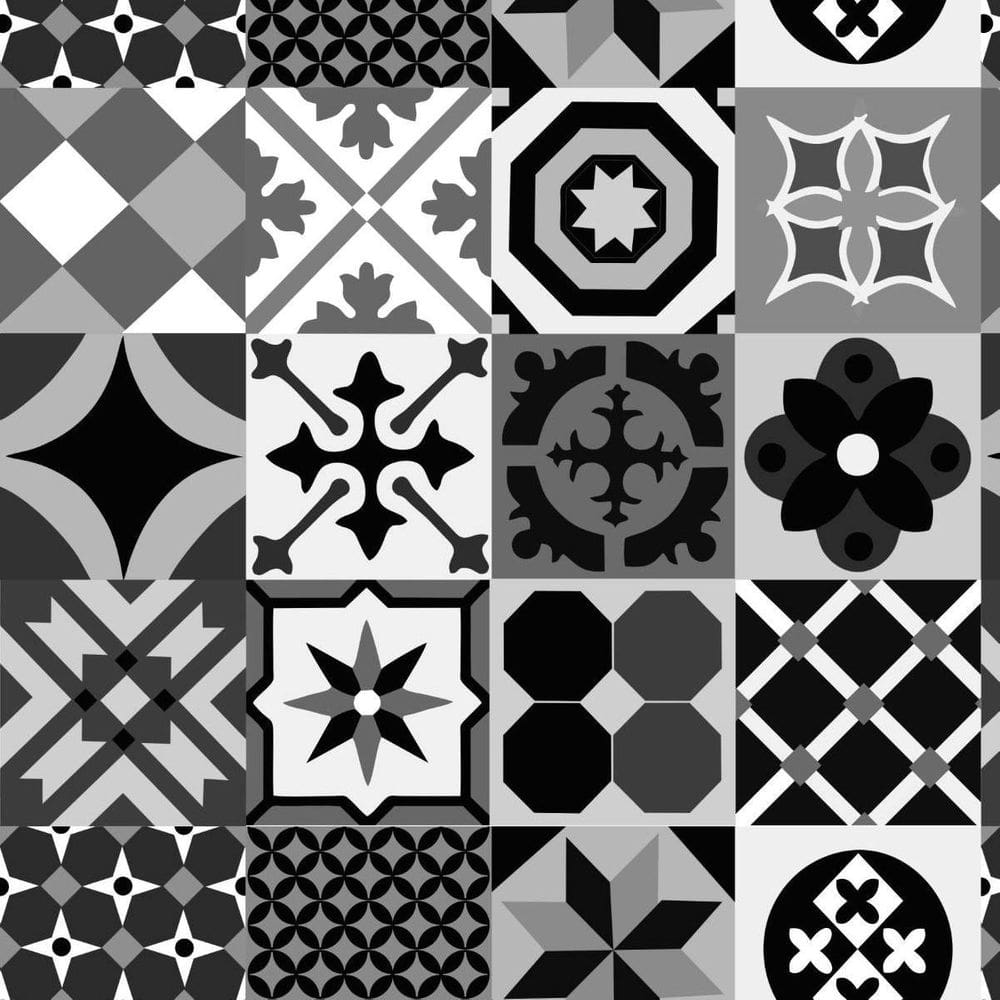 Papel De Parede Lavável Vidrado Português Preto 3M