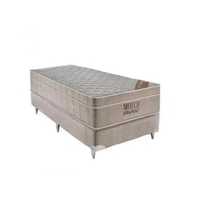 Cama Box Solteiro Bege + Colchão Molas Ensacadas Airtech - 88x188x68