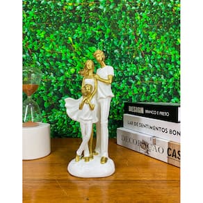 Estatueta Decorativa Família Gesso Branco ou Colorido