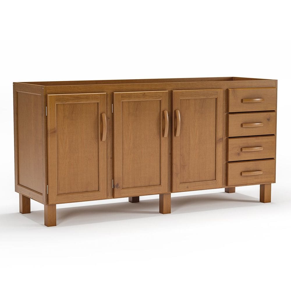 Balcão de Pia para Cozinha 160 cm 3 Portas 4 Gavetas Frida