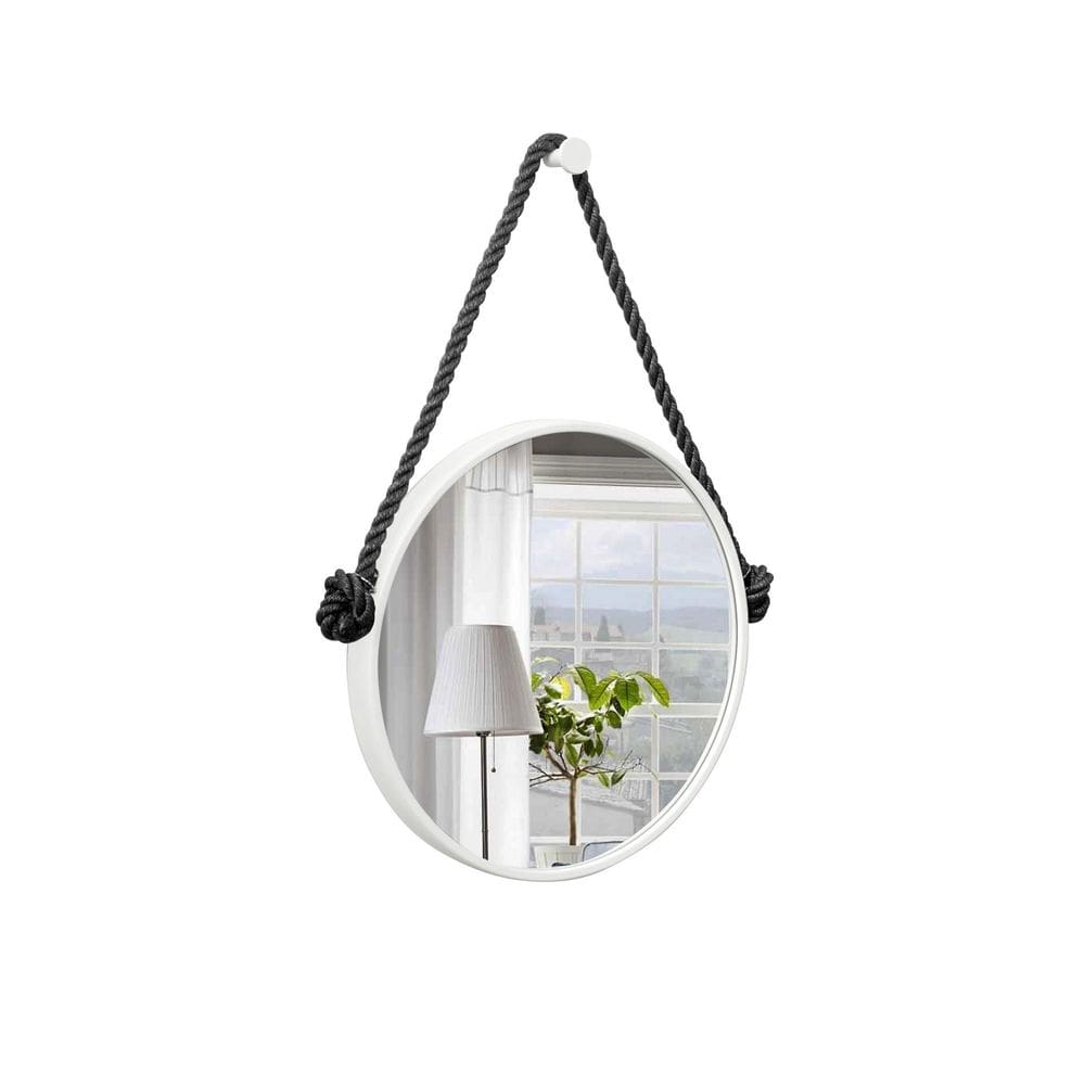 Espelho Decorativo Adnet Branco Alça Sisal Black 60Cm