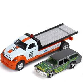 Carrinho Reboque Caminhão Die Cast Guincho Baú Metal 1:64
