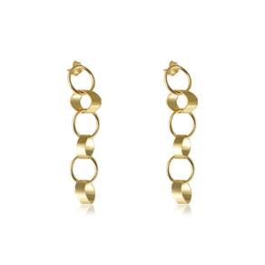 Brinco Grande De Círculos Interligados Folheado Em Ouro 18K