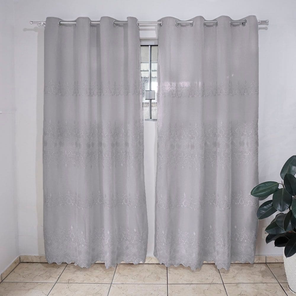 Cortina Para Quarto ou Sala Liz 280x180cm Cinza