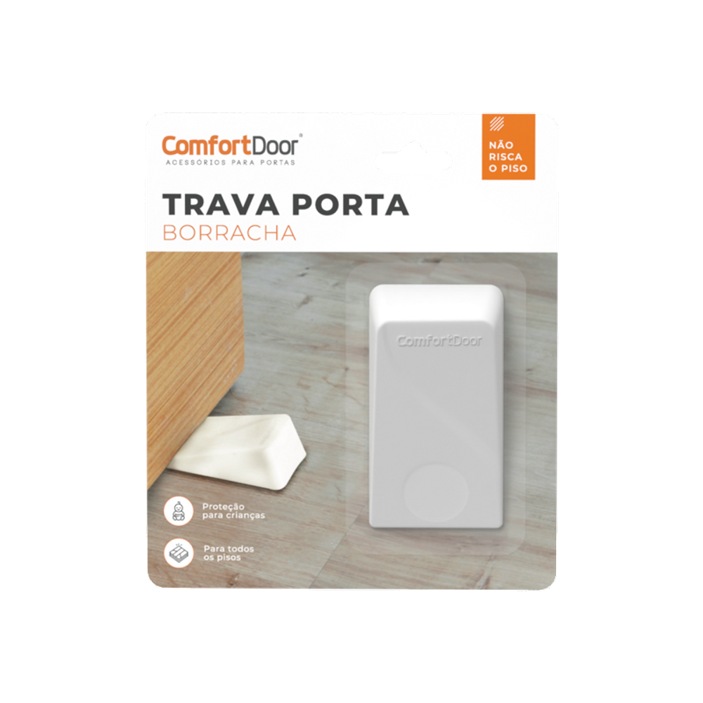 Fixador Calço Trava Porta De Borracha Comfortdoor Branco