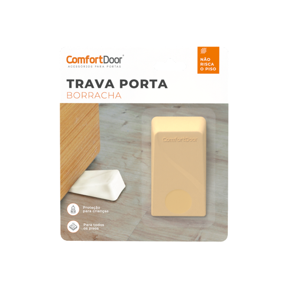 Fixador Calço Trava Porta Borracha Comfortdoor Marrom Claro