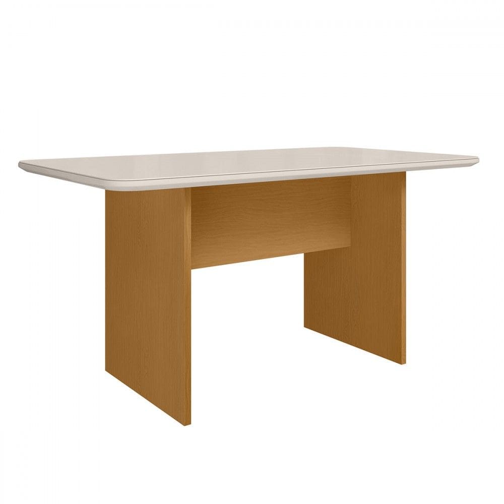 Mesa de Madeira Cairo com Vidro Natural/Off White - Art Panta