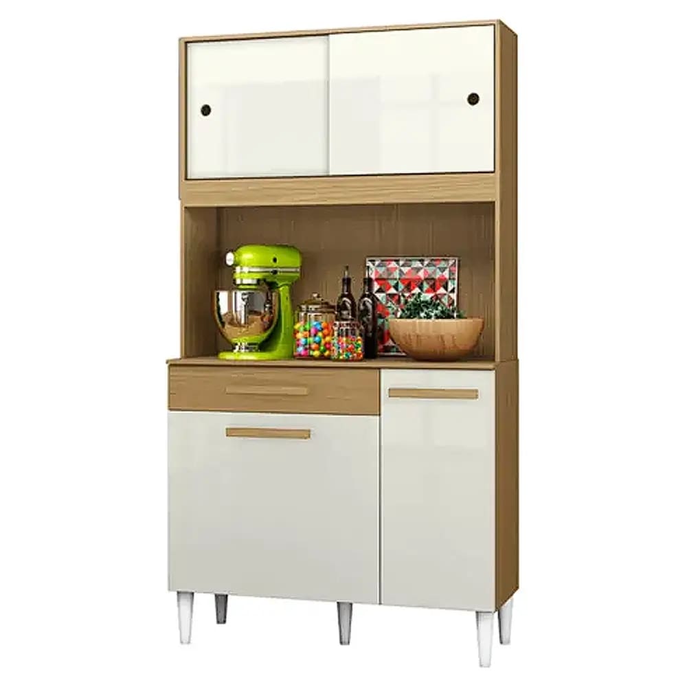 Armário de Cozinha 910 Aramoveis 4 Portas 1 Gaveta Cor Atacama Off White