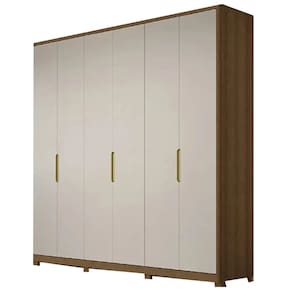 Guarda Roupa Terrassa Casal 6 Portas 5 Gavetas Rimo Cor Jequitibá Palha