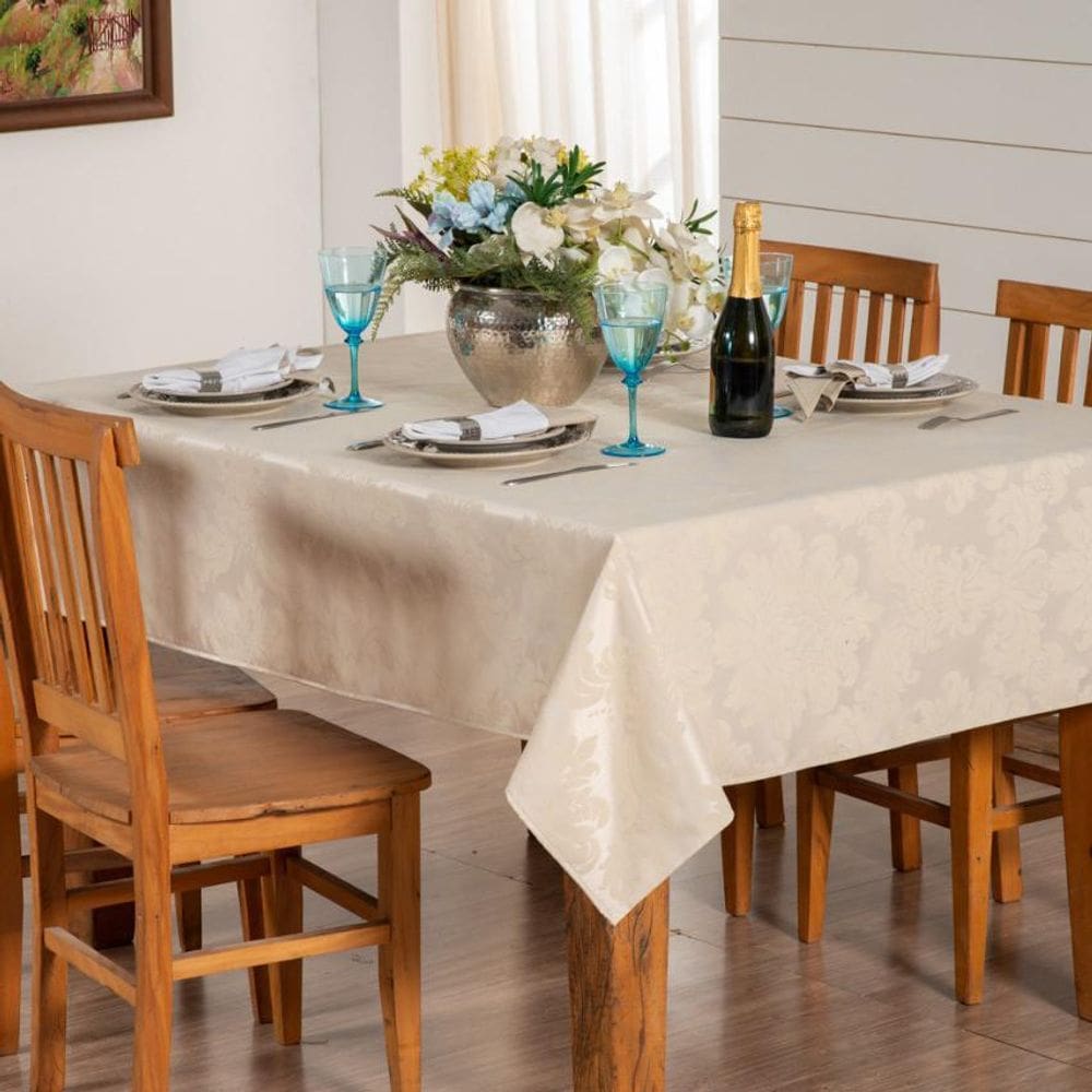 Toalha De Mesa 6 Lugares Jacquard Palha