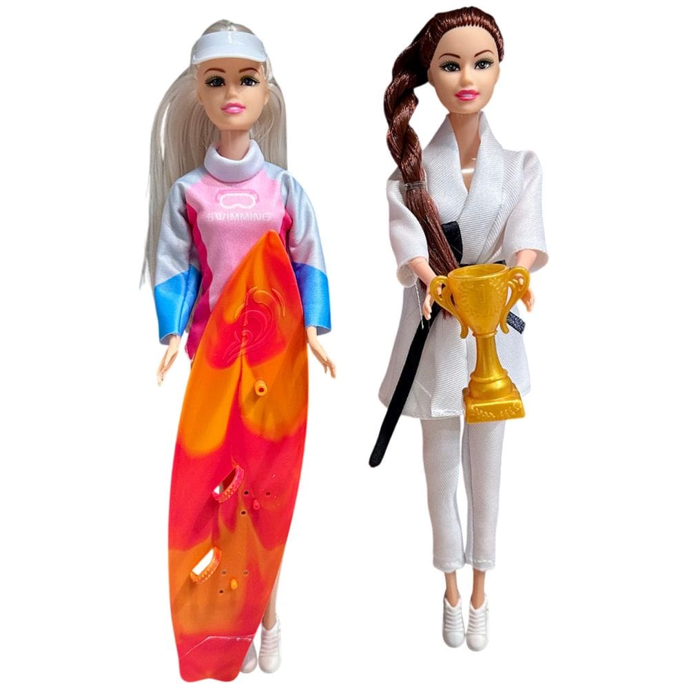 Boneca Brinquedo Esportista Lindabell Judo Surf 30cm