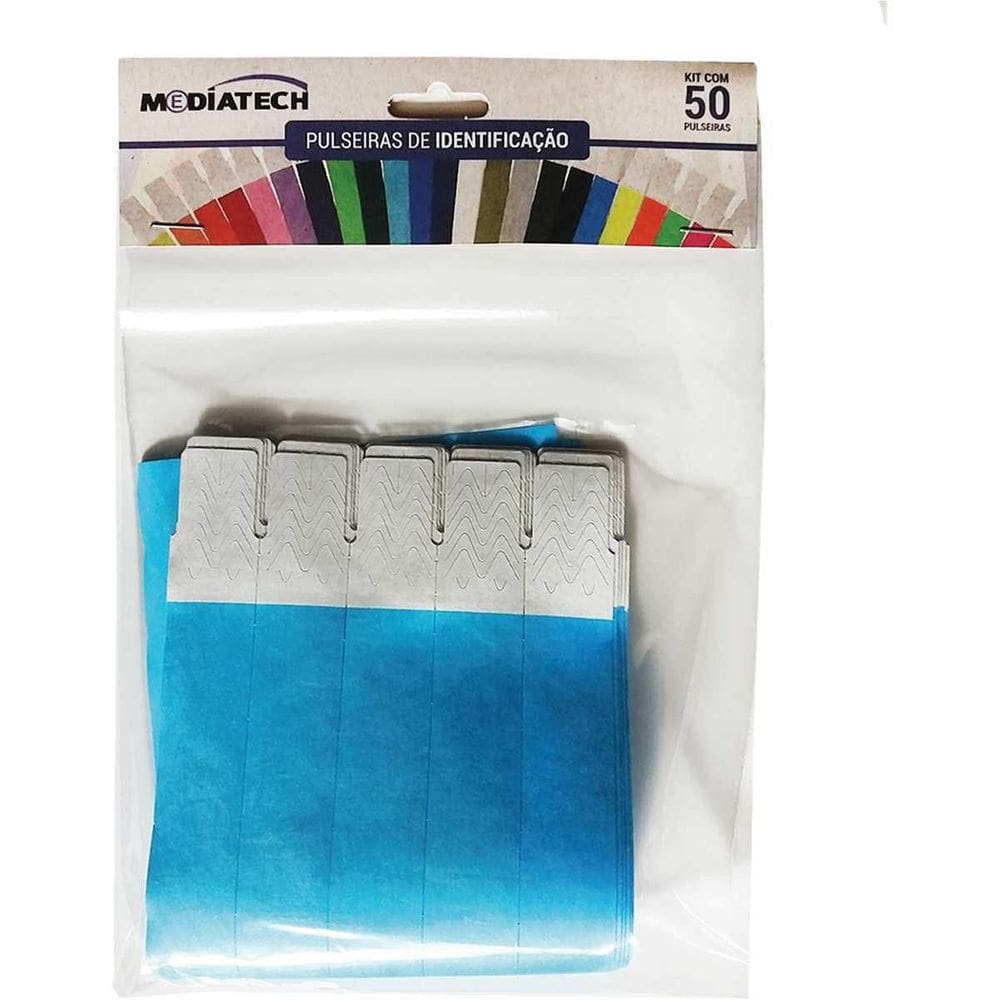Pulseiras Fix Band Azul Claro Tecnomidia - 50 Unidades