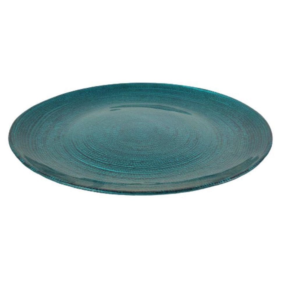Sousplat Oriente Verde Vidro 32Cm Mesa Posta Decoração