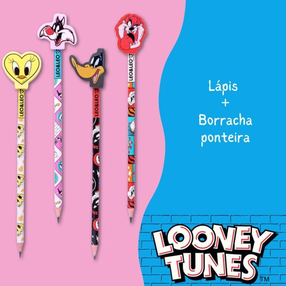 Lapis Hb Com Borracha Na Ponta - Looney Tunes - Leo & Leo