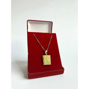 Cordão 1.5 Tijolinho + Pingente São Bento - Banhado A Ouro