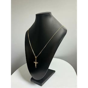 Cordão 1.5 Tijolinho + Pingente São Bento Banhado A Ouro