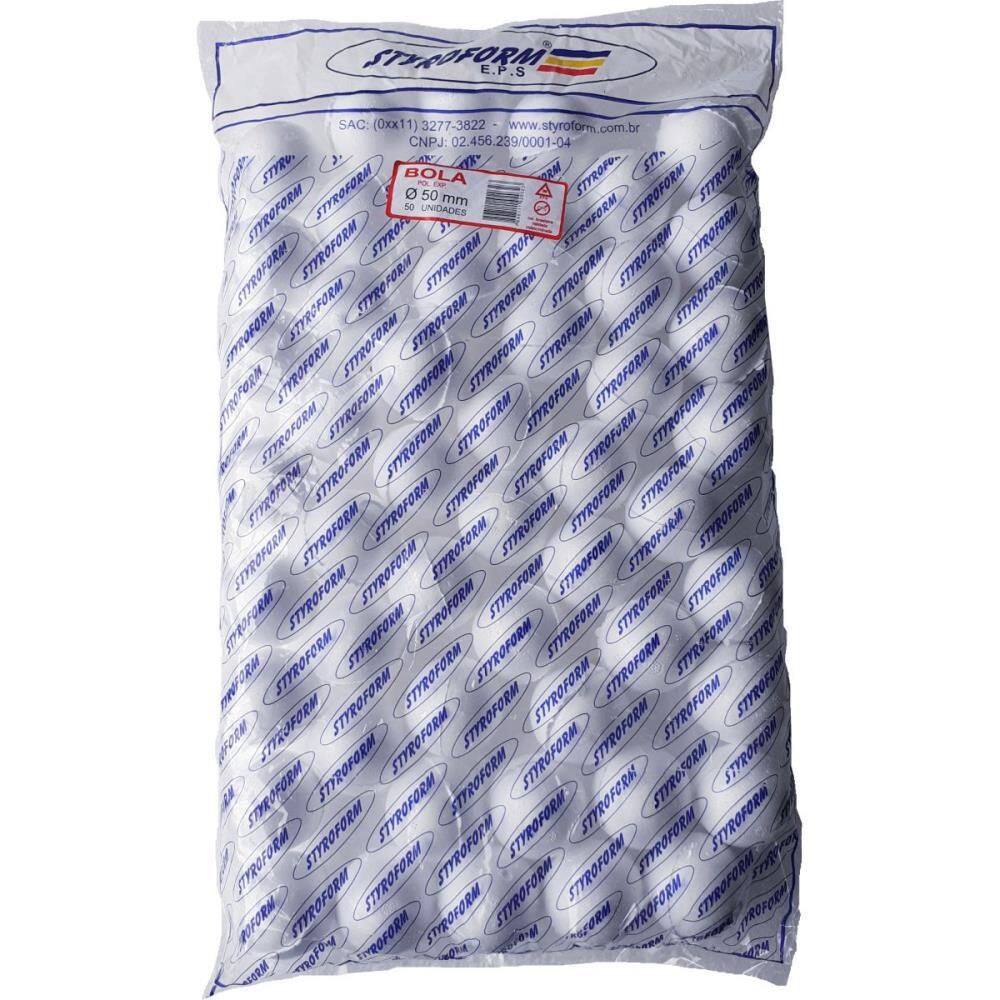Bola De Isopor  eps  050 Mm Pacote Com 50 Bolinhas