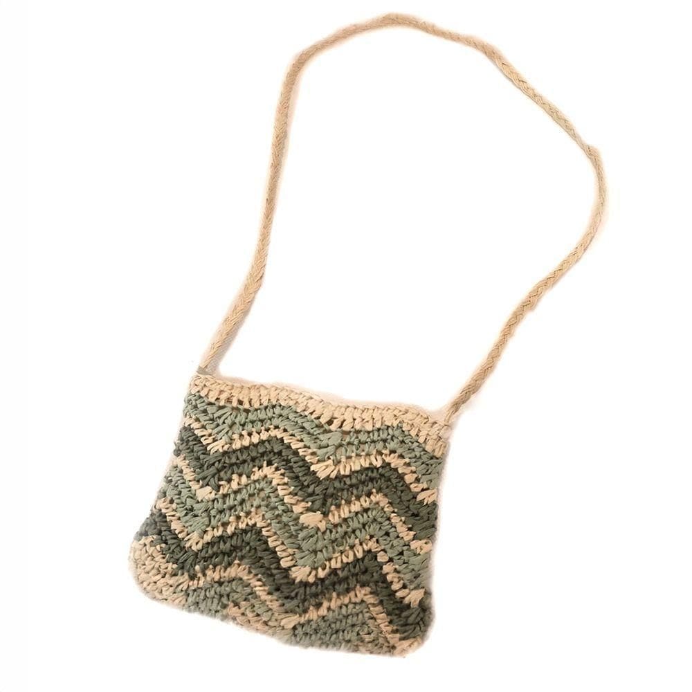 Bolsa Artesanal Lateral Listrada Transversal Cor:verde