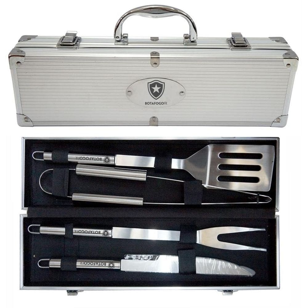 Kit Churrasco 4 Peças Club Personalizado - Aço Inox Escovado