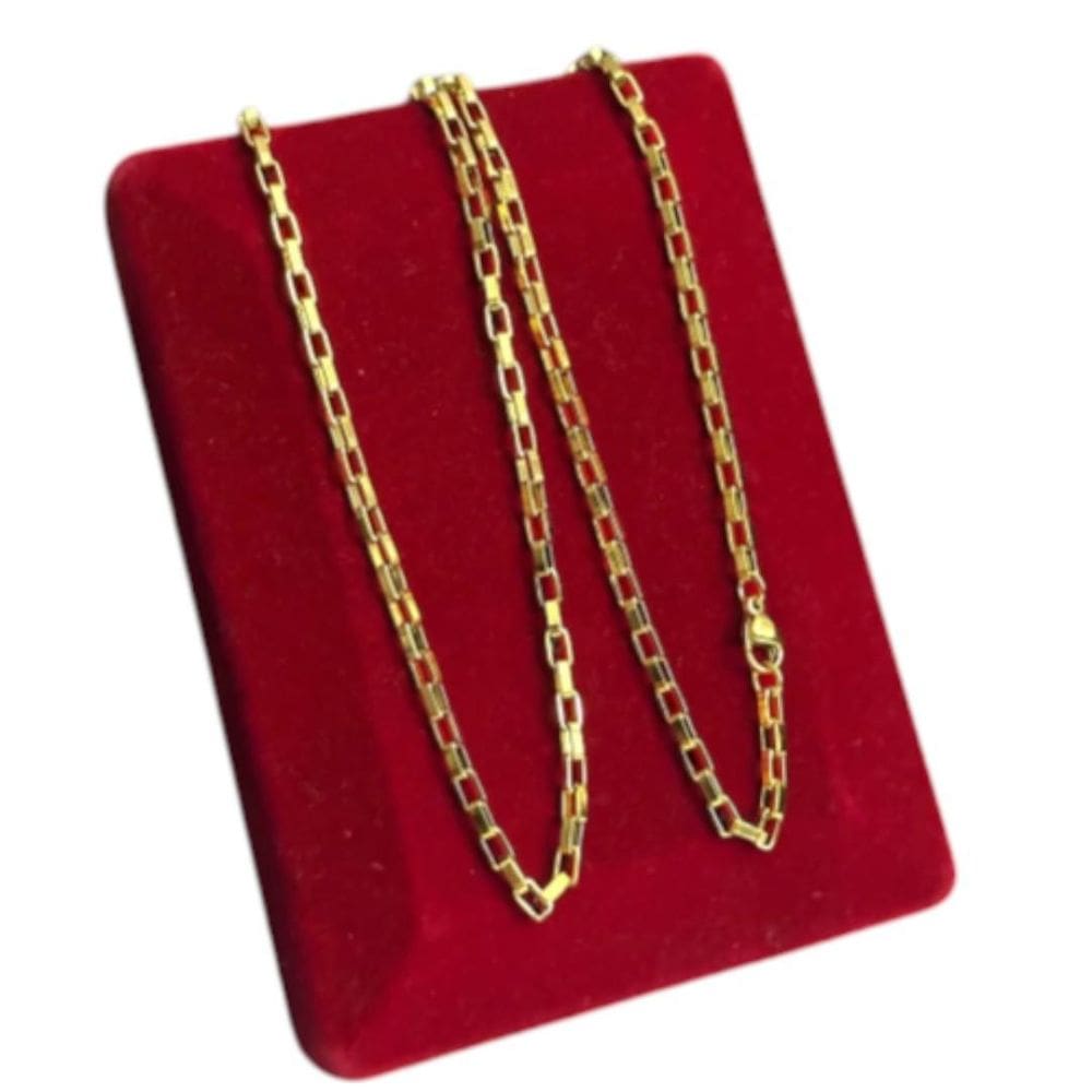 Cordão Tijolinho 3.0 Mm - Banhado A Ouro 18K