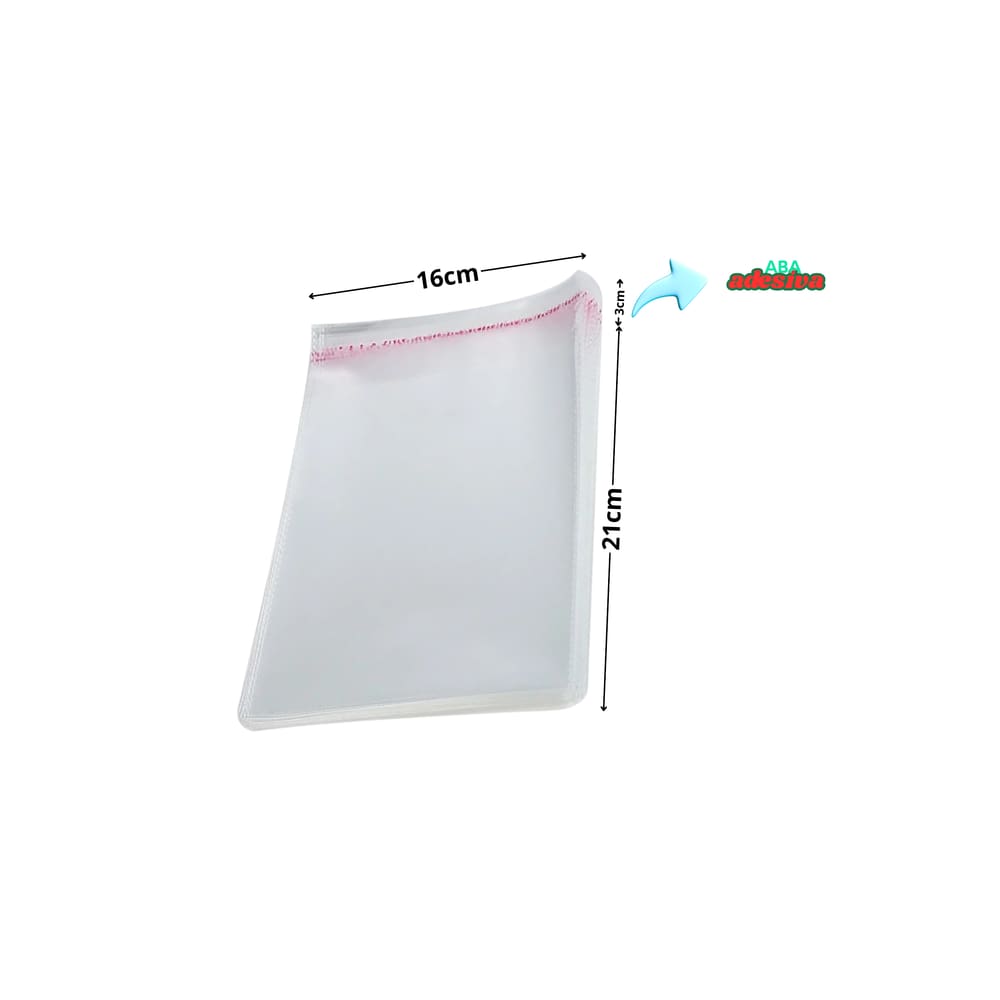 Saco Adesivado Plástico Transparente 16X21+3cm Com 100 Unidades