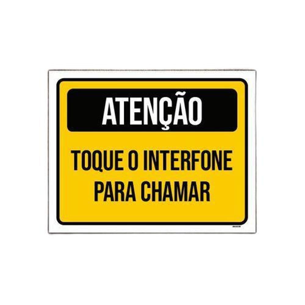 Placa Atenção Toque Interfone Para Chamar 18X23
