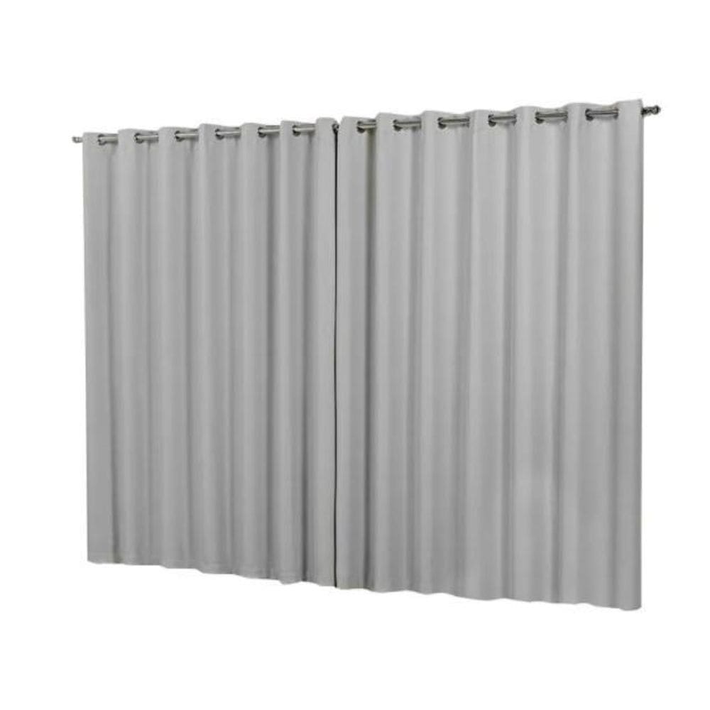 Cortina Blackout Lisboa Luxo Ilhós Cromado Branco Gelo 3M