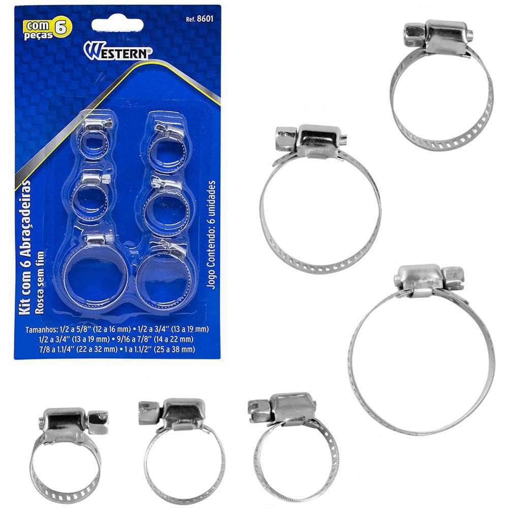 Abraçadeira Ajustável De Metal 6 Peças Western