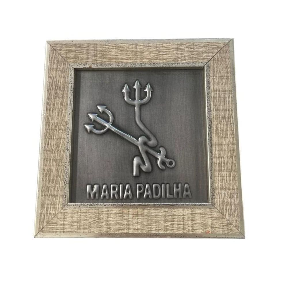 Quadro Maria Padilha Madeira Carvalho E Metal 13 X 13 Cm