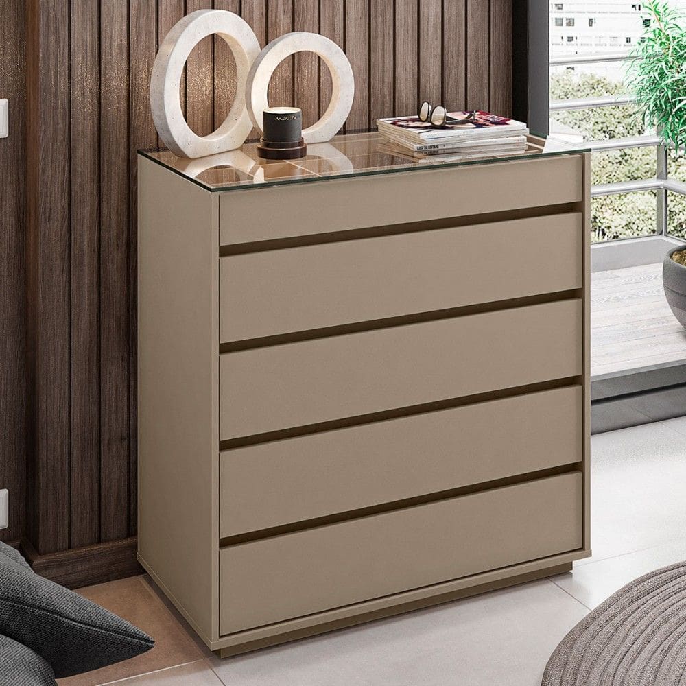 Cômoda Belize 5 Gavetas Marrom Claro - Casa D
