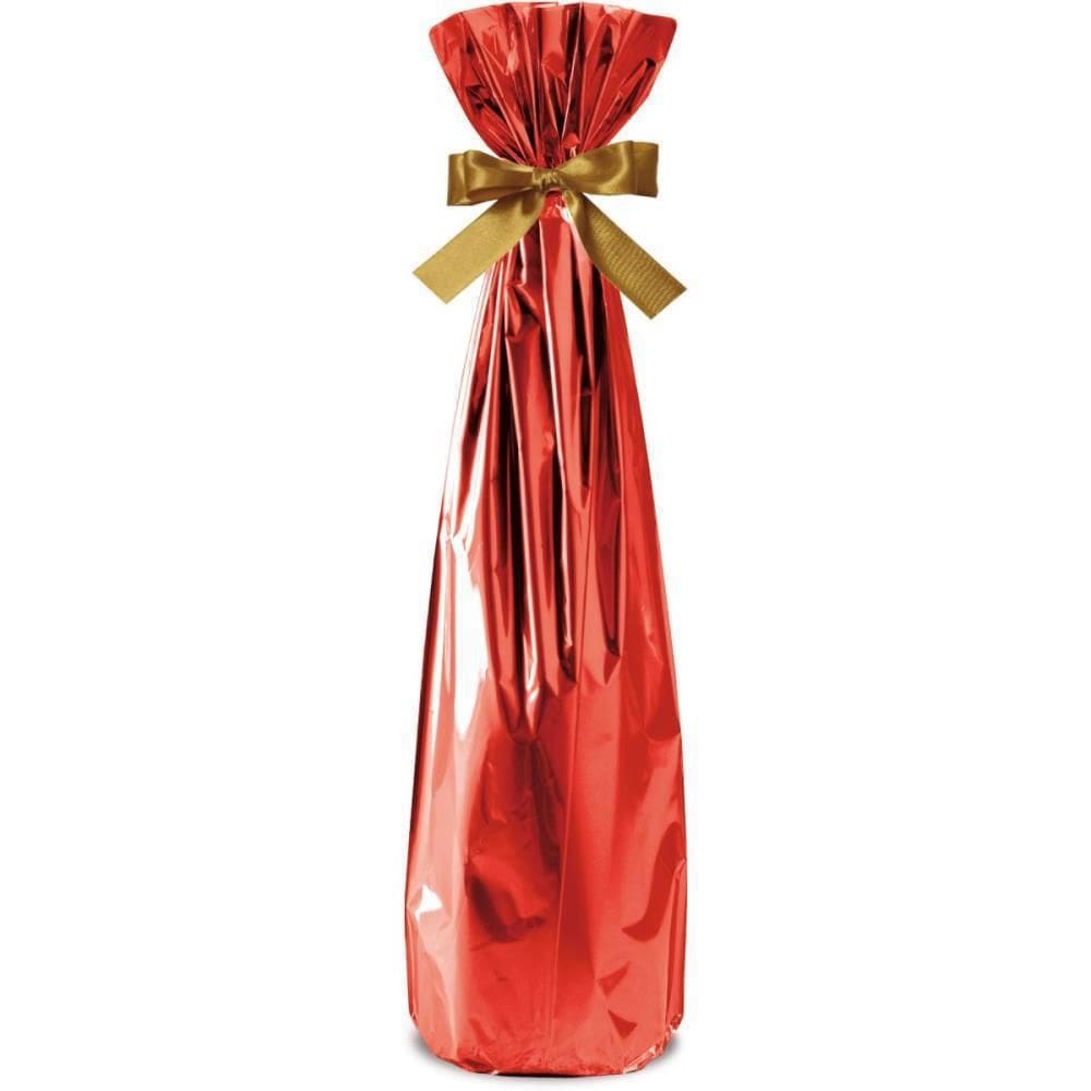 Embalagem Para Garrafa 15X44Cm Saco Vermelho Pacote Com 50