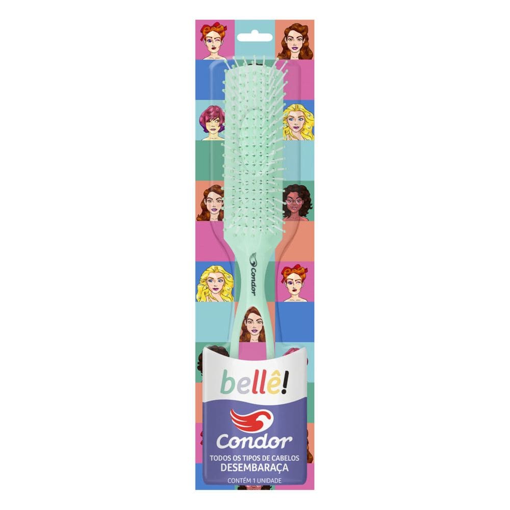 Escova Para Cabelo Plana Verde Condor Bellê!