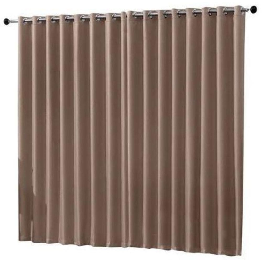 Cortina Blackout Ilhós Cromado Cáqui 3,00x1,80M
