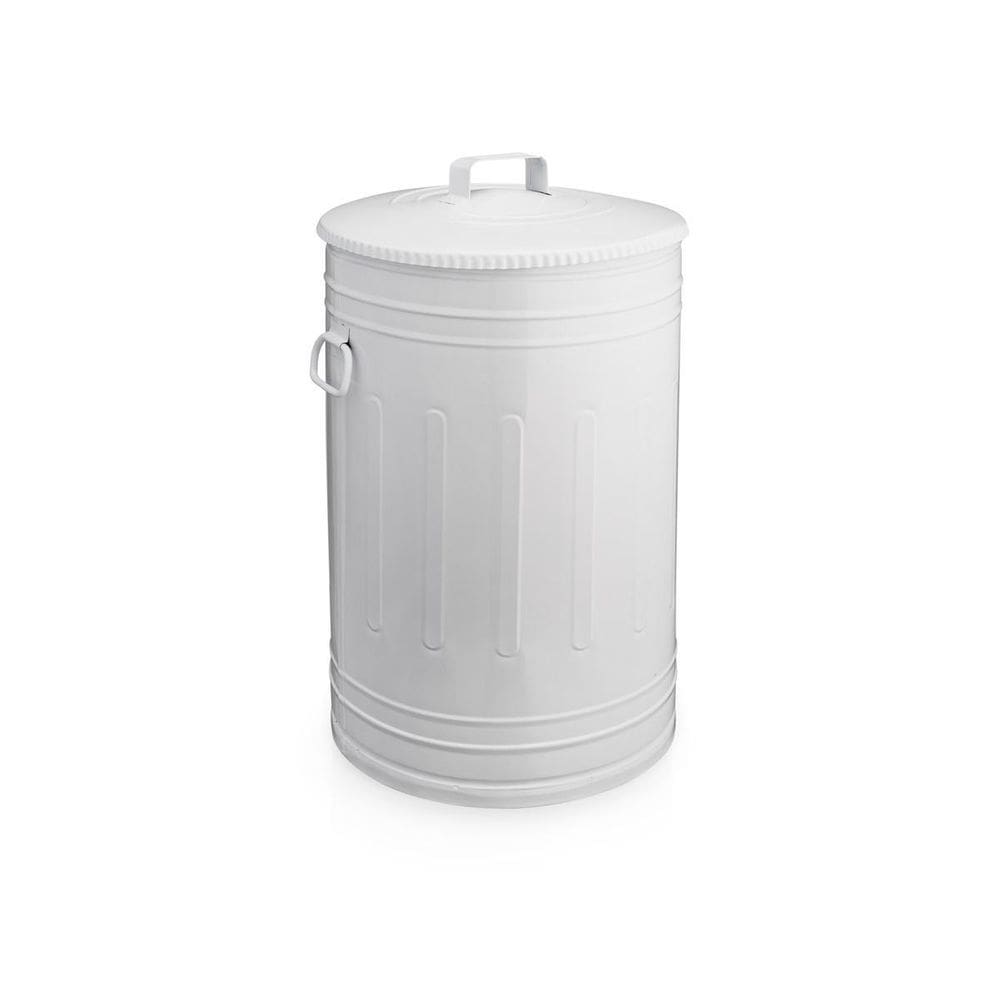Lixeira 30 Litros Branca Lata De Lixo Americana Branca Metal