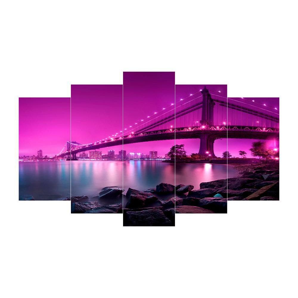 Quadro Mosaico Ponte Roxa 5 Peças Mdf