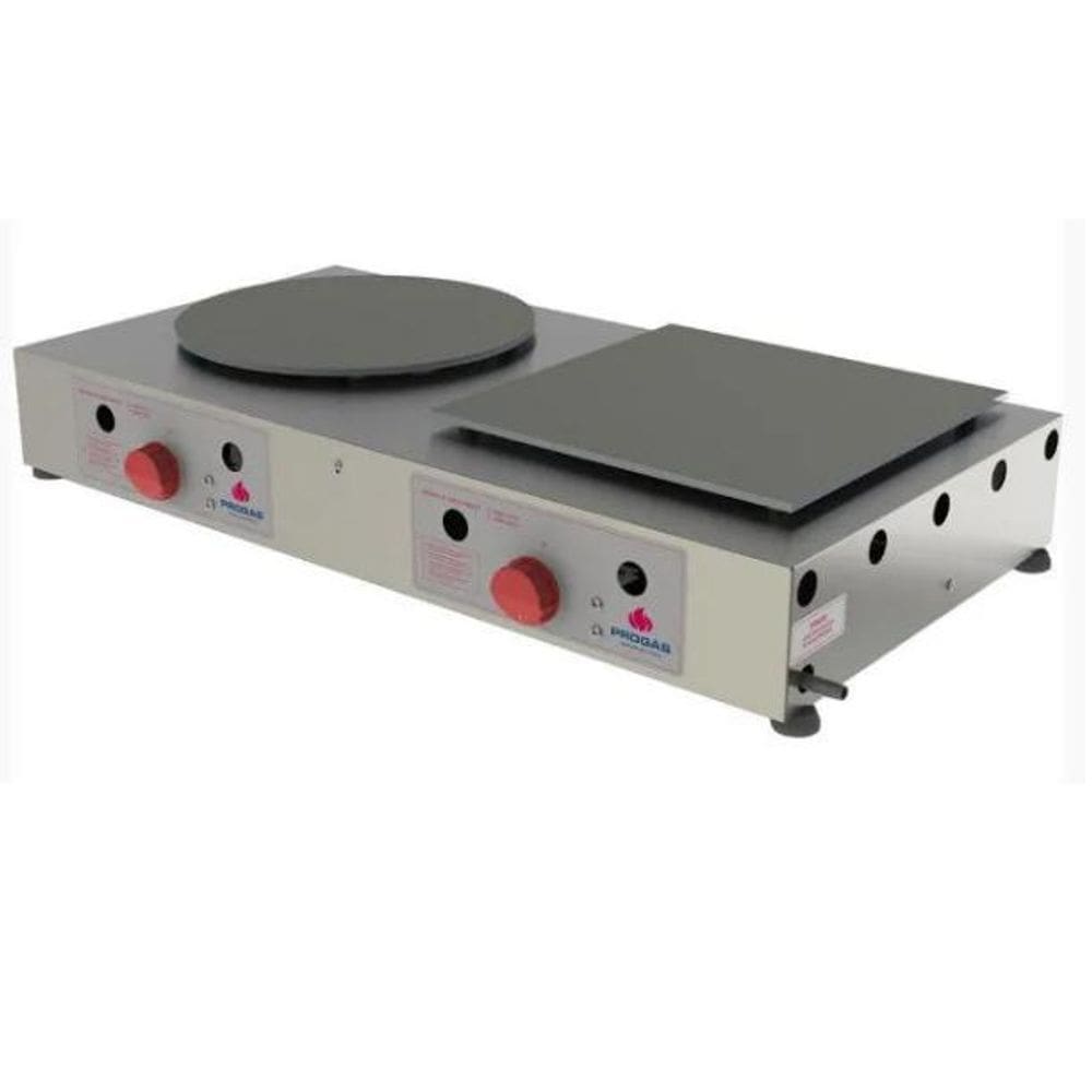 Máquina Crepeira Progás Inox Gás GLP 2 Chapas -  PRKF-202G