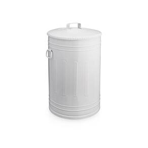 Lixeira 30 Litros Branca Lata De Lixo Americana Branca Metal