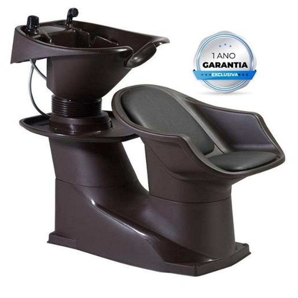 Lavatório de Cabelo com Cuba Reclinável Dompel Freedom Marrom/Preto