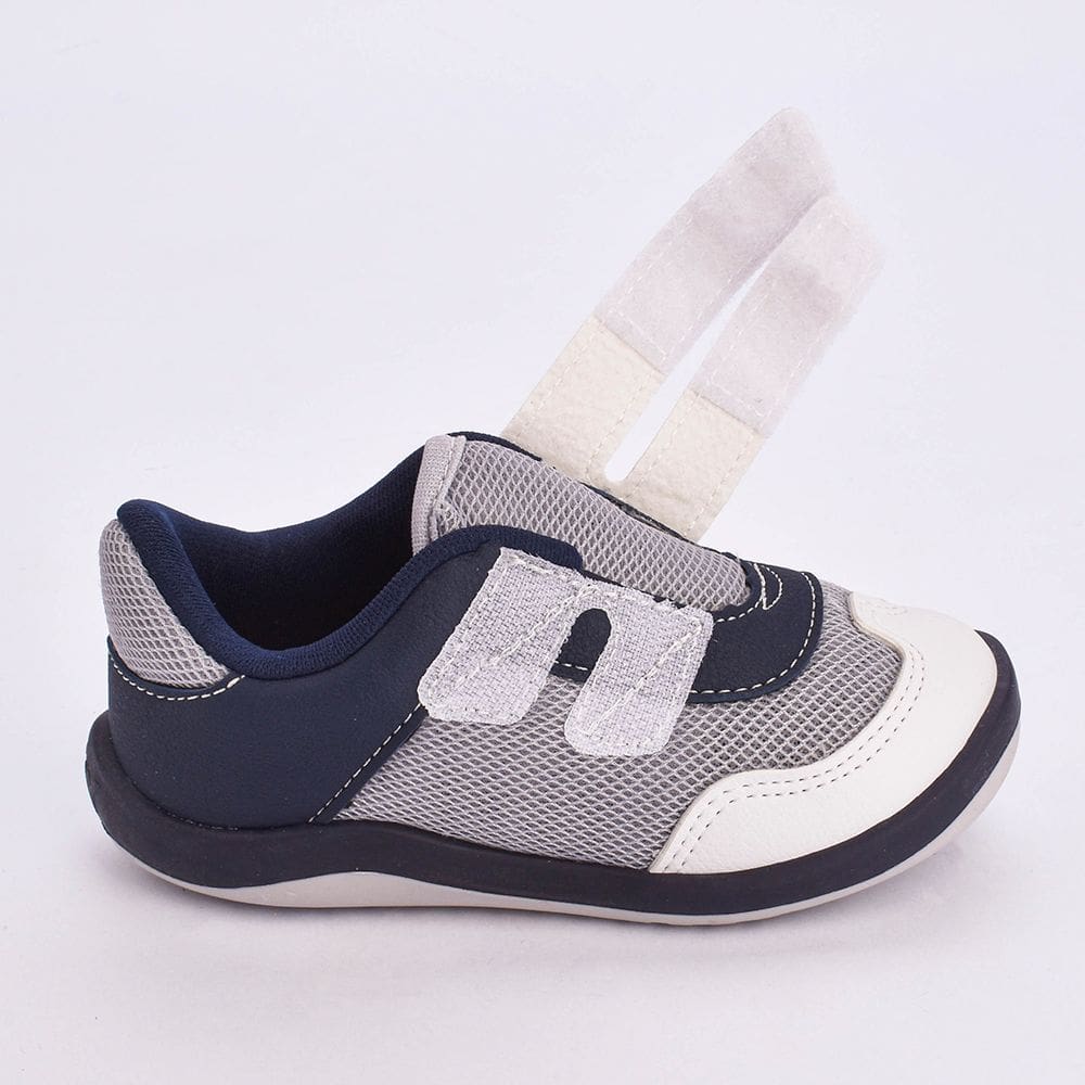 Tênis Kidy Colors Equilíbrio Branco Cinza e Marinho