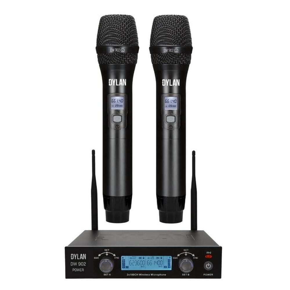 Microfone Sem Fio Dylan Dw-902 Power Uhf C/2 Microfones Bastao