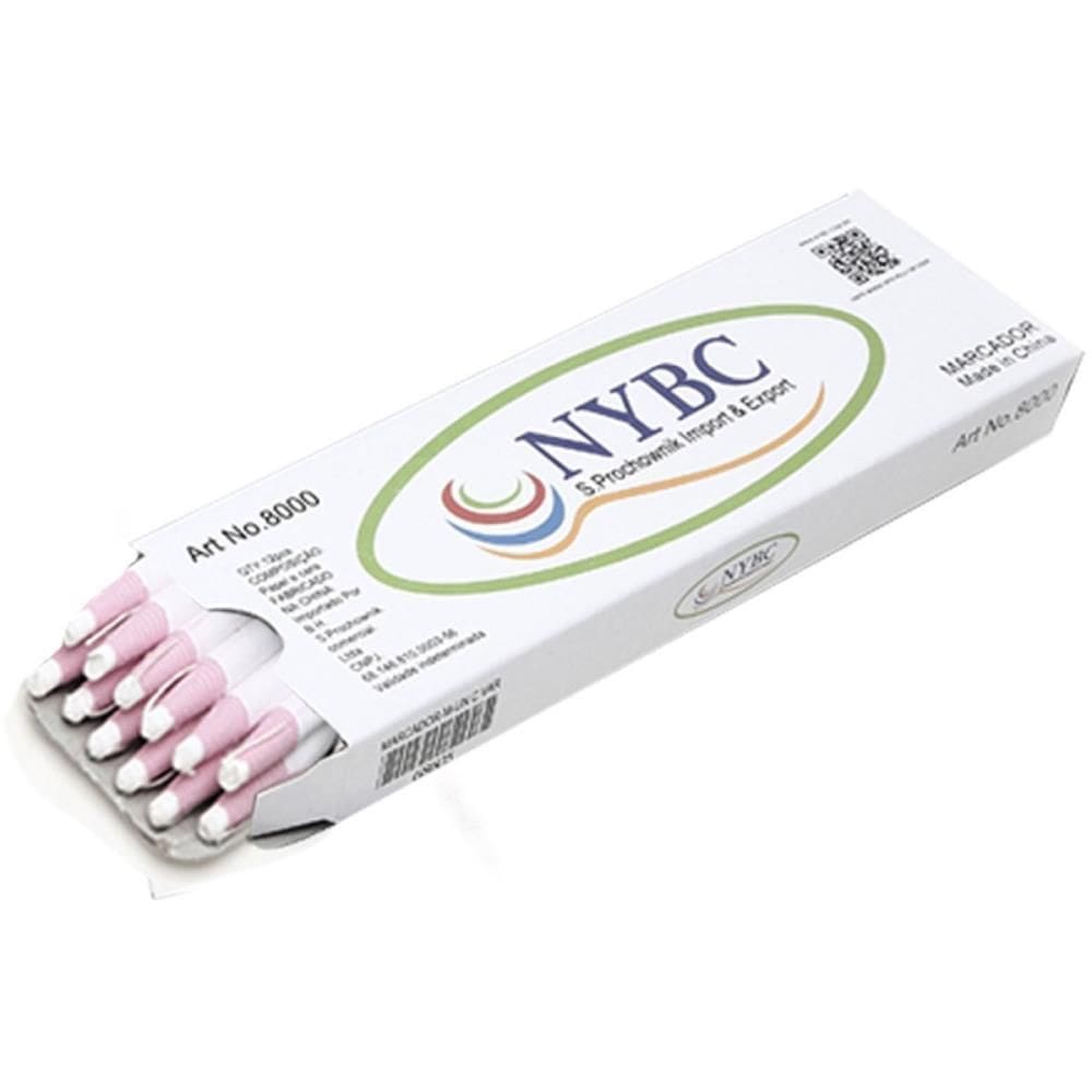 Caneta Para Tecido Marcador Branco Caixa Com 12