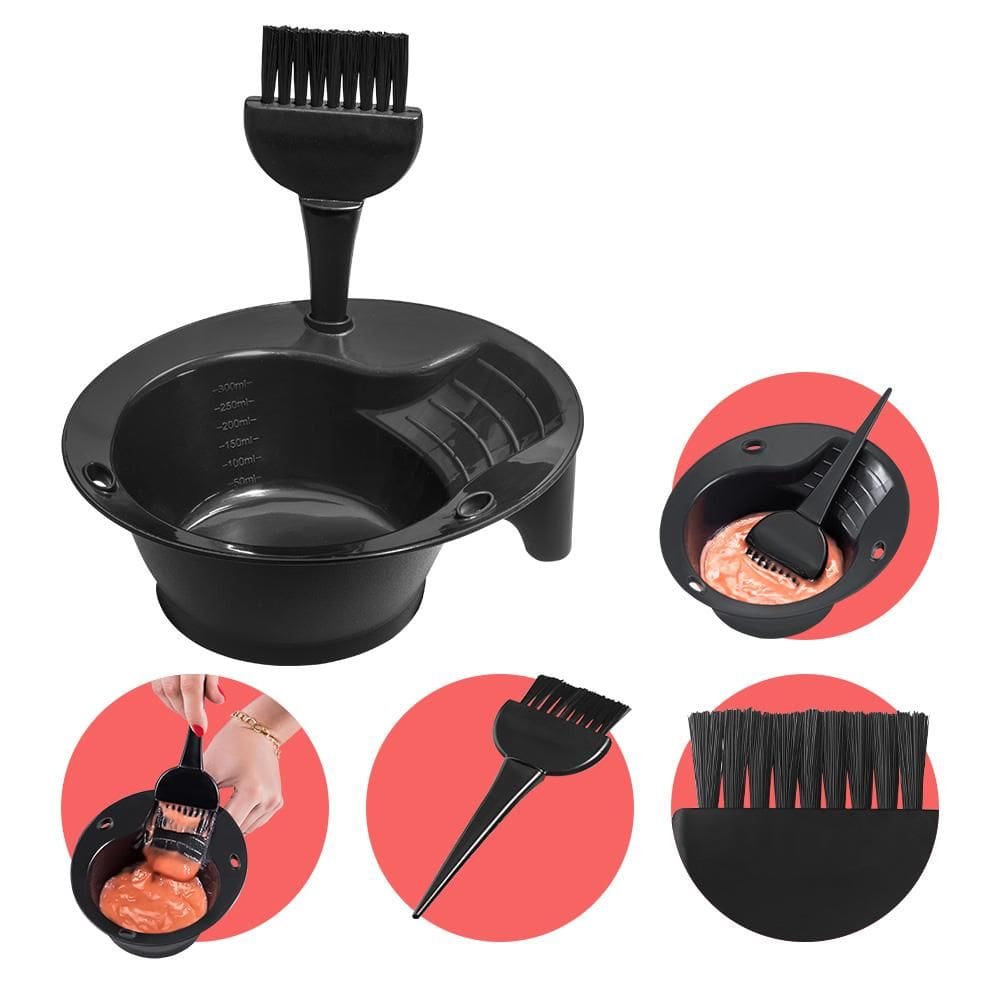 Kit Conjunto Coloração Cabelo 1 Tigela 300ml 1 Pincel Salão de Beleza Dompel Preto