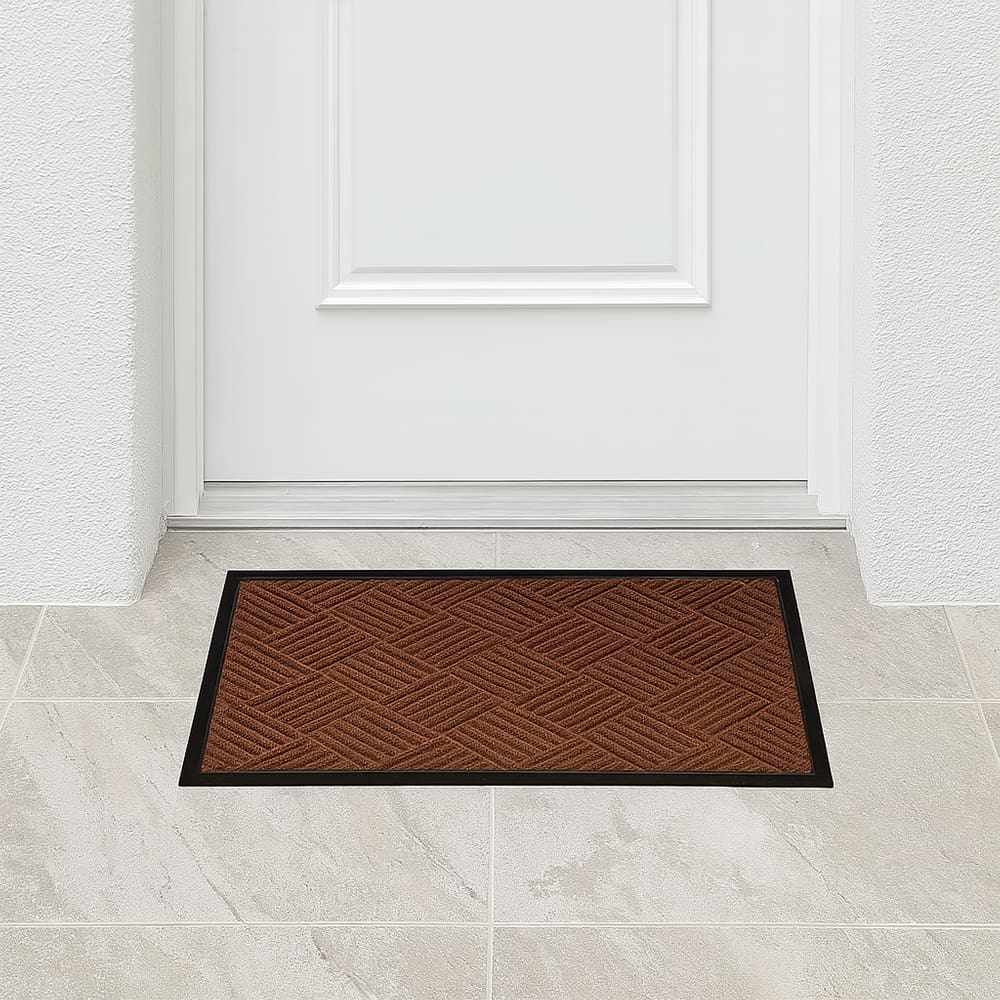 Tapete De Porta Capacho Fenice Texturas 70x40cm - Diagonal Marrom