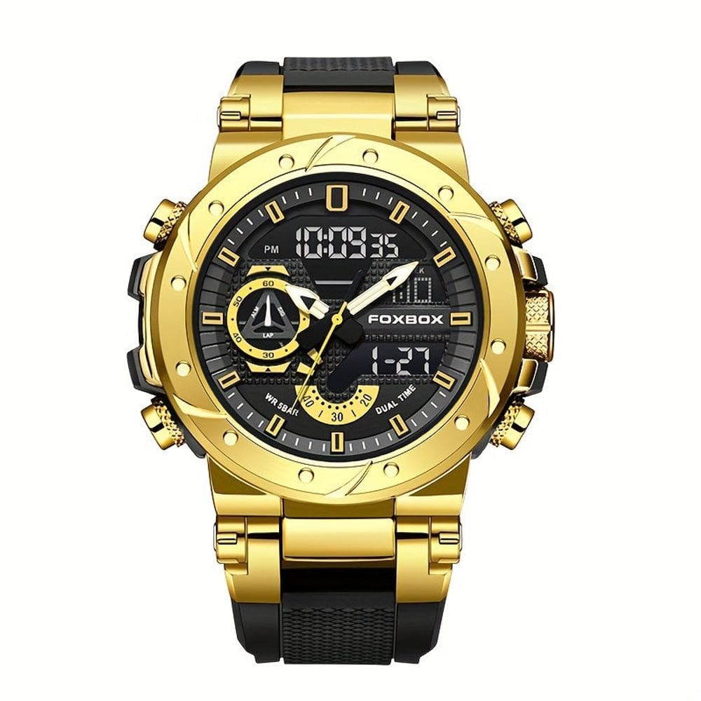 Relógio de Quartzo Masculino com Visor Luminoso Pulseira de Silicone Casual