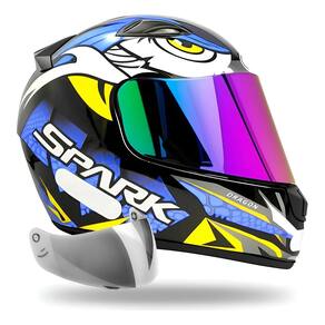 Capacete Masculino Ebf Dragon Azul + Viseira Espelhada