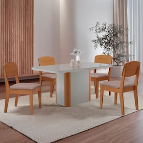 Mesa de Jantar Isadora 120cm Tampo MDF Vidro com 4 Cadeiras Copper