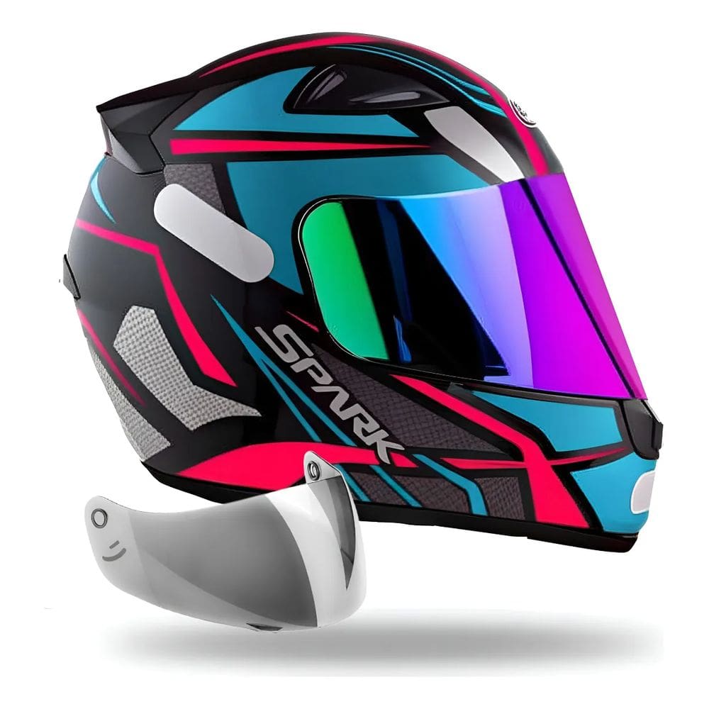 Capacete Feminino Ebf Spider Tiffany + Viseira Colorida