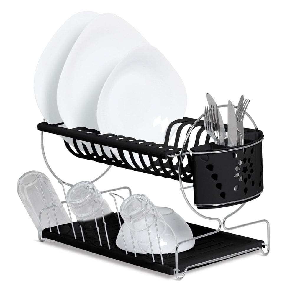 Secador Master Arame Com Porta Talheres E Copos Preto