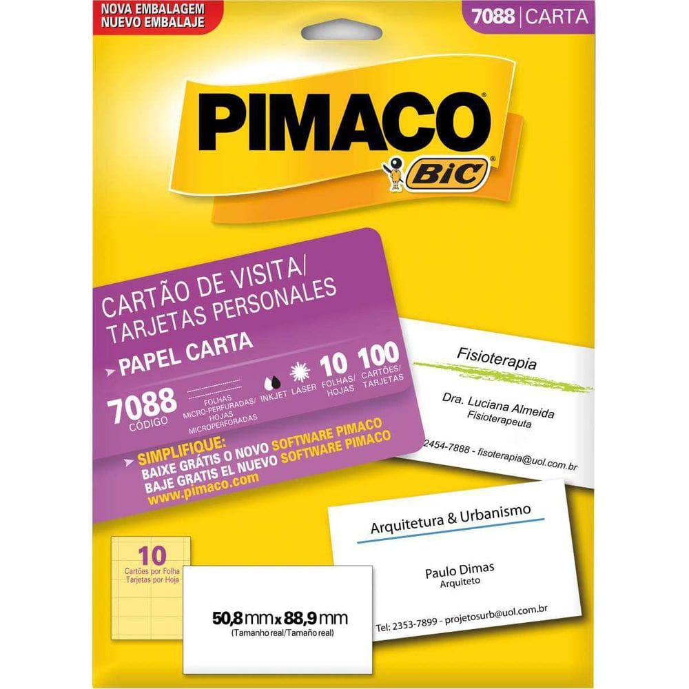 Cartão De Visita 7088 Carta 10 Fls 50,8 X 88,9