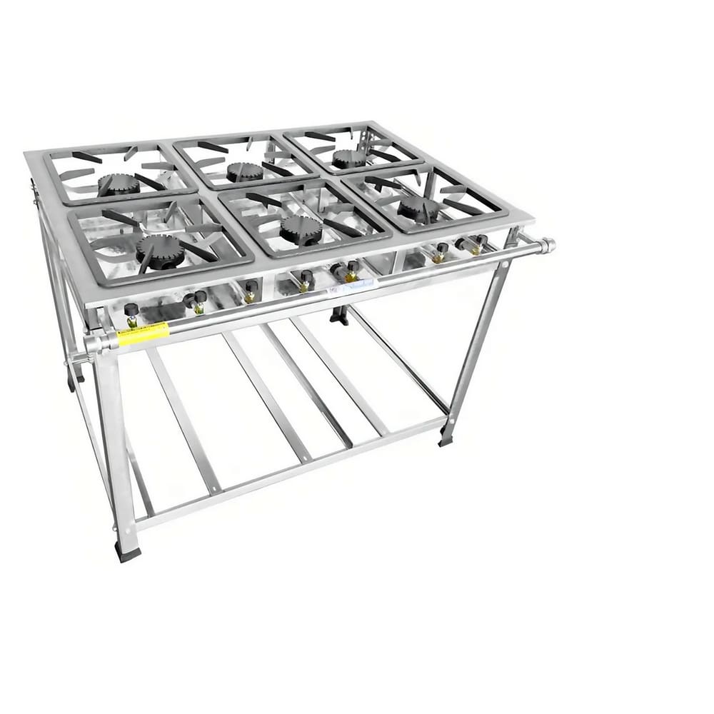 Fogão Industrial 6 Bocas 30x30 Inox P5 de Alta Pressão Leona